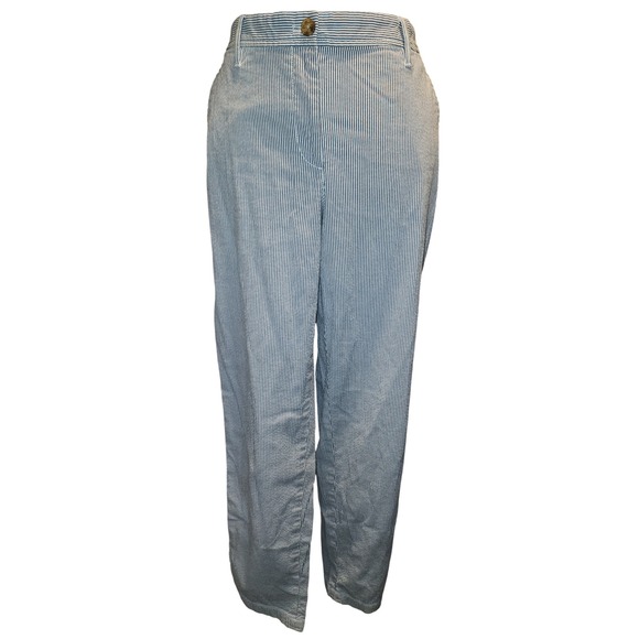 Talbots Pants - Talbots Girlfriend Chino Pants Womens 10 Blue White Striped Seersucker Cotton